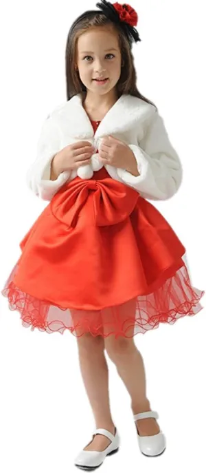 Ivory Faux Fur Flower Girl Bolero Shrug Accessories Princess Cape