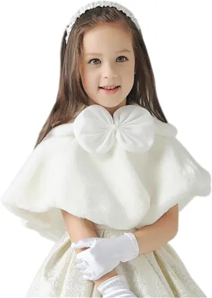 Ivory Faux Fur Flower Girl Bolero Shrug Accessories Princess Cape
