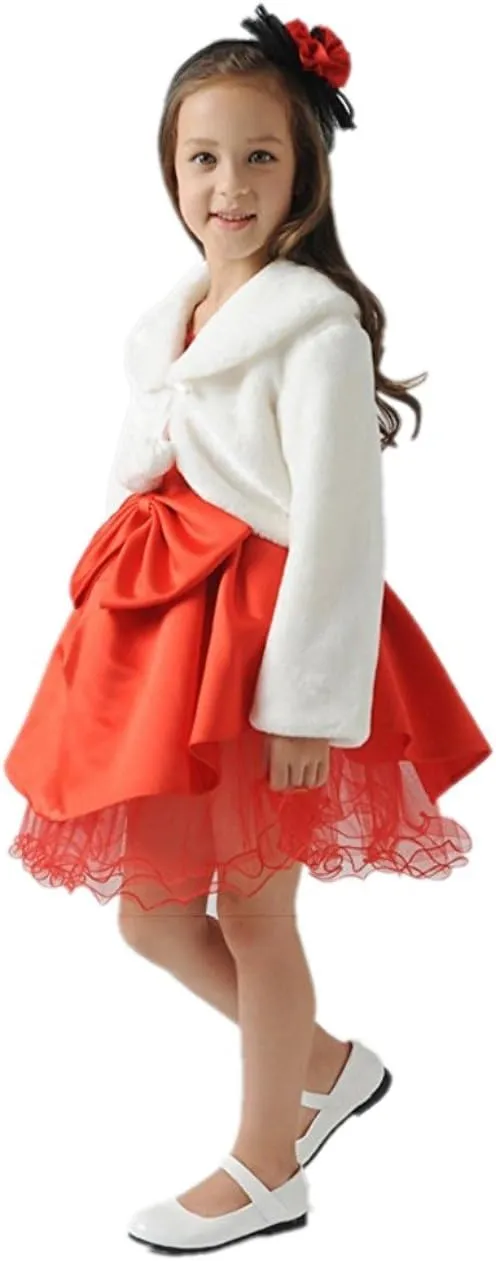 Ivory Faux Fur Flower Girl Bolero Shrug Accessories Princess Cape