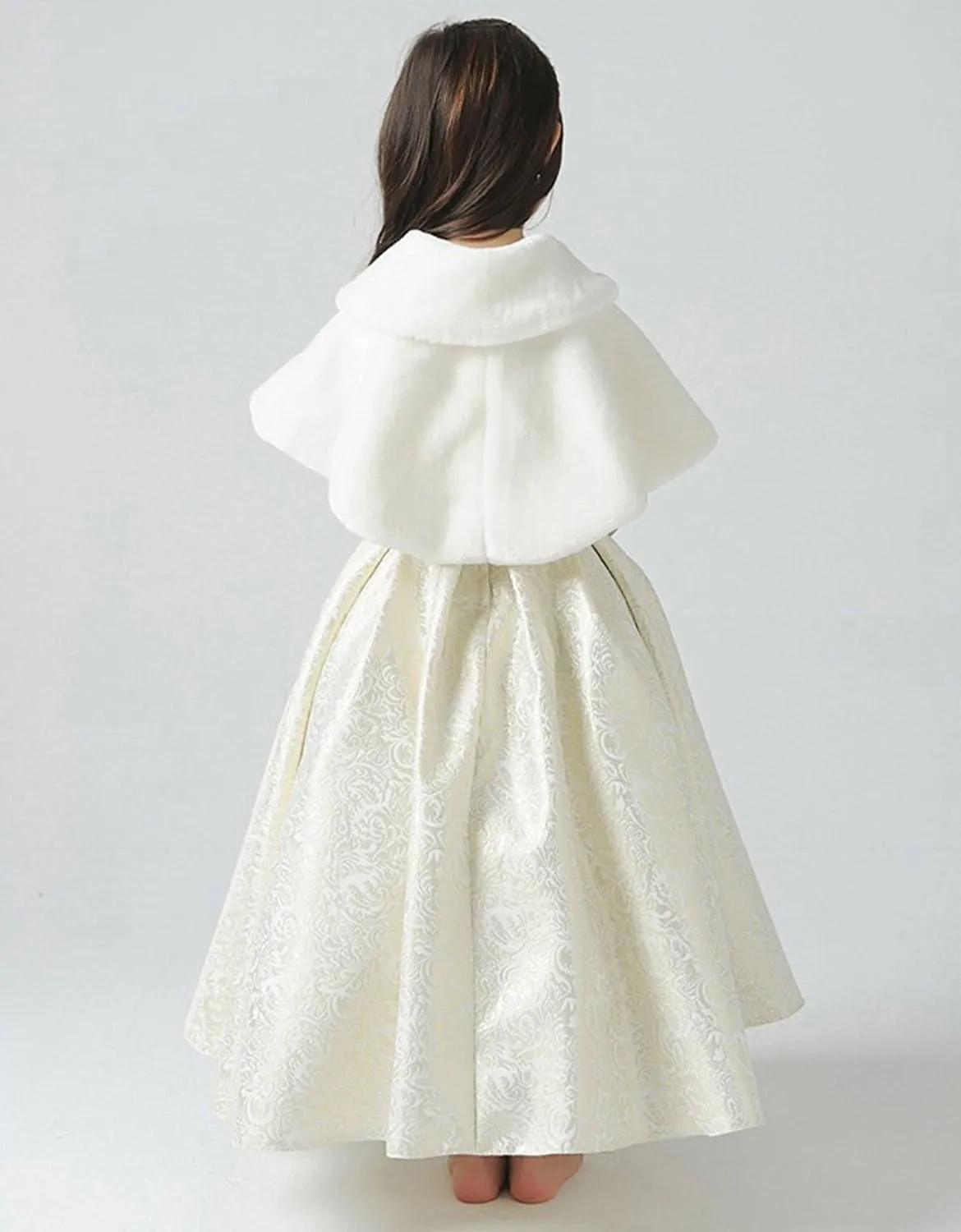 Ivory Faux Fur Flower Girl Bolero Shrug Accessories Princess Cape