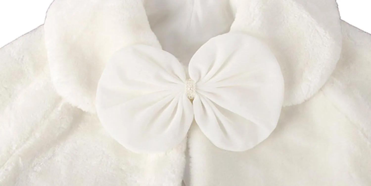 Ivory Faux Fur Flower Girl Bolero Shrug Accessories Princess Cape