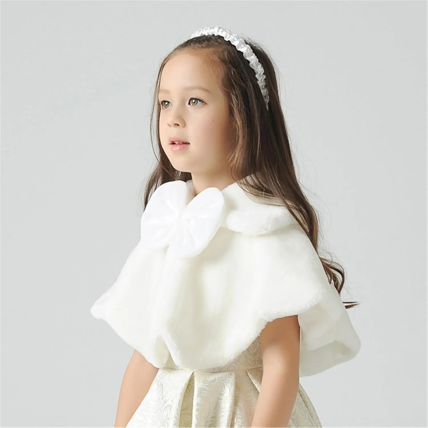 Ivory Faux Fur Flower Girl Bolero Shrug Accessories Princess Cape