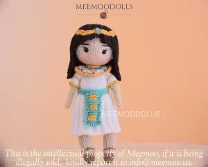 Knit Cleopatra. Knitted toy Patterns. Knit Iconic Doll. Meemoodolls.