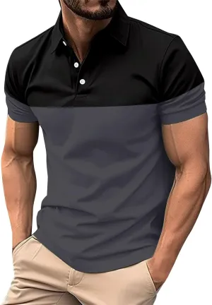Men's Button Down Knit Polo Shirt Vintage Solid Color Sweater Polo Lightweight Hollow Out Summer Top for Casual S-3XL