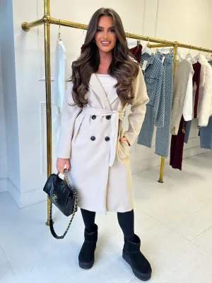 Millie beige hoody felt coat