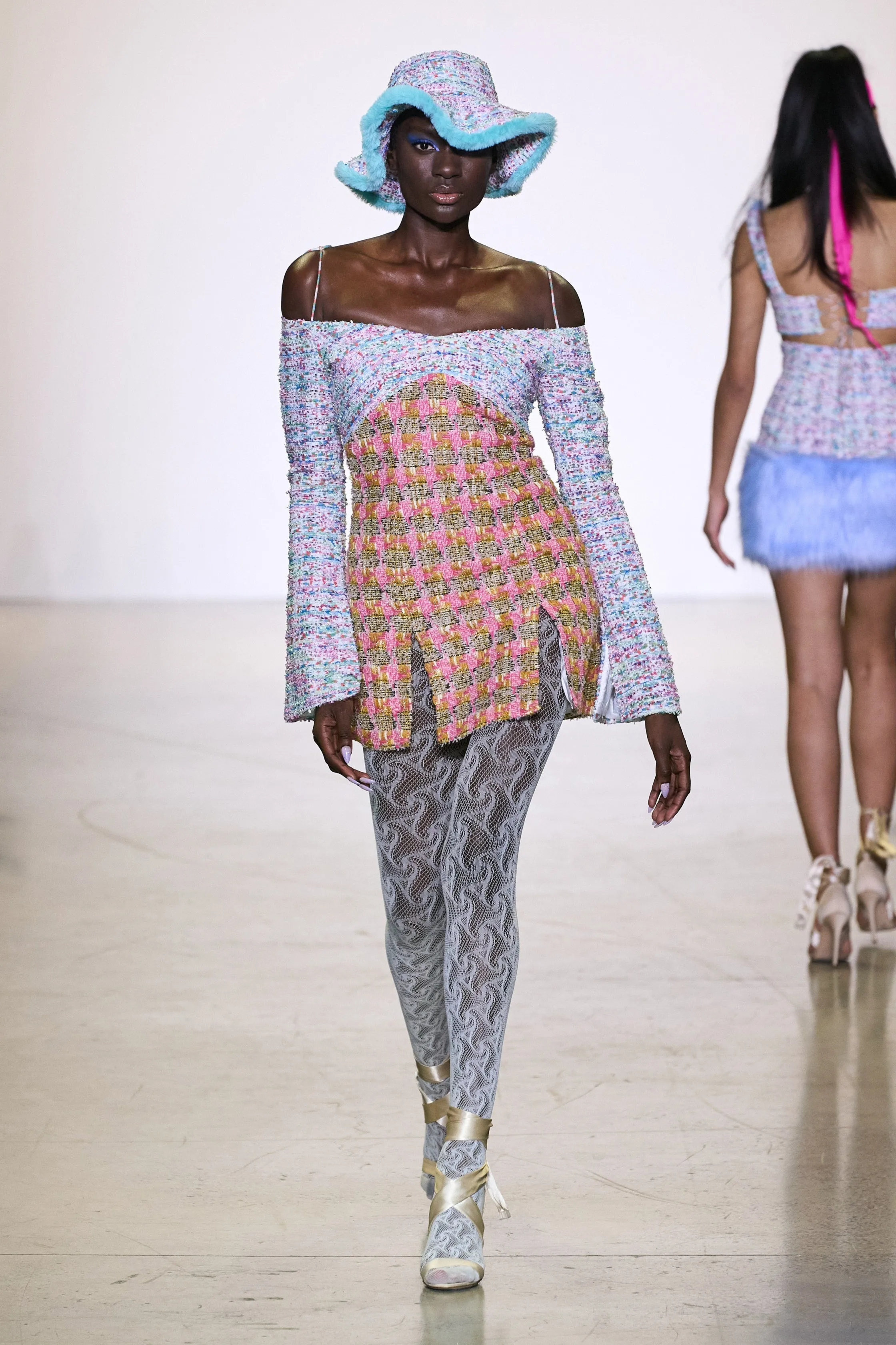 Off-Shoulder Tweed Mini Dress