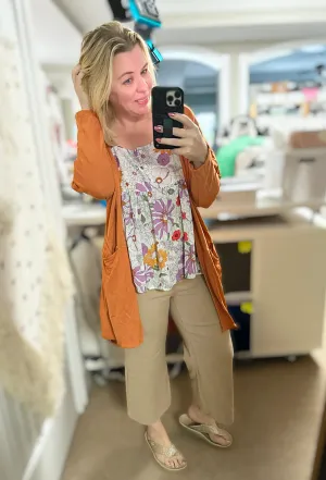 Open Front Cardigan with pockets - Pumpkin Spice