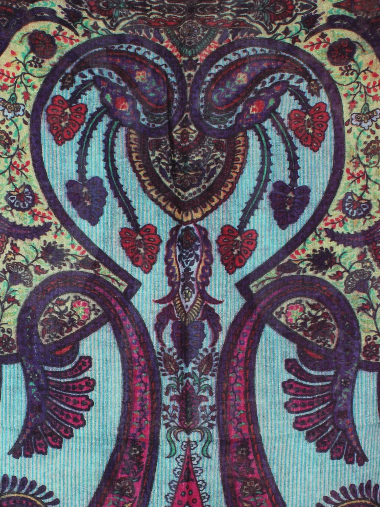 Pink Sky Blue Green Digital Print Pure Wool Cashmere Stole from Kashmir - S6317106