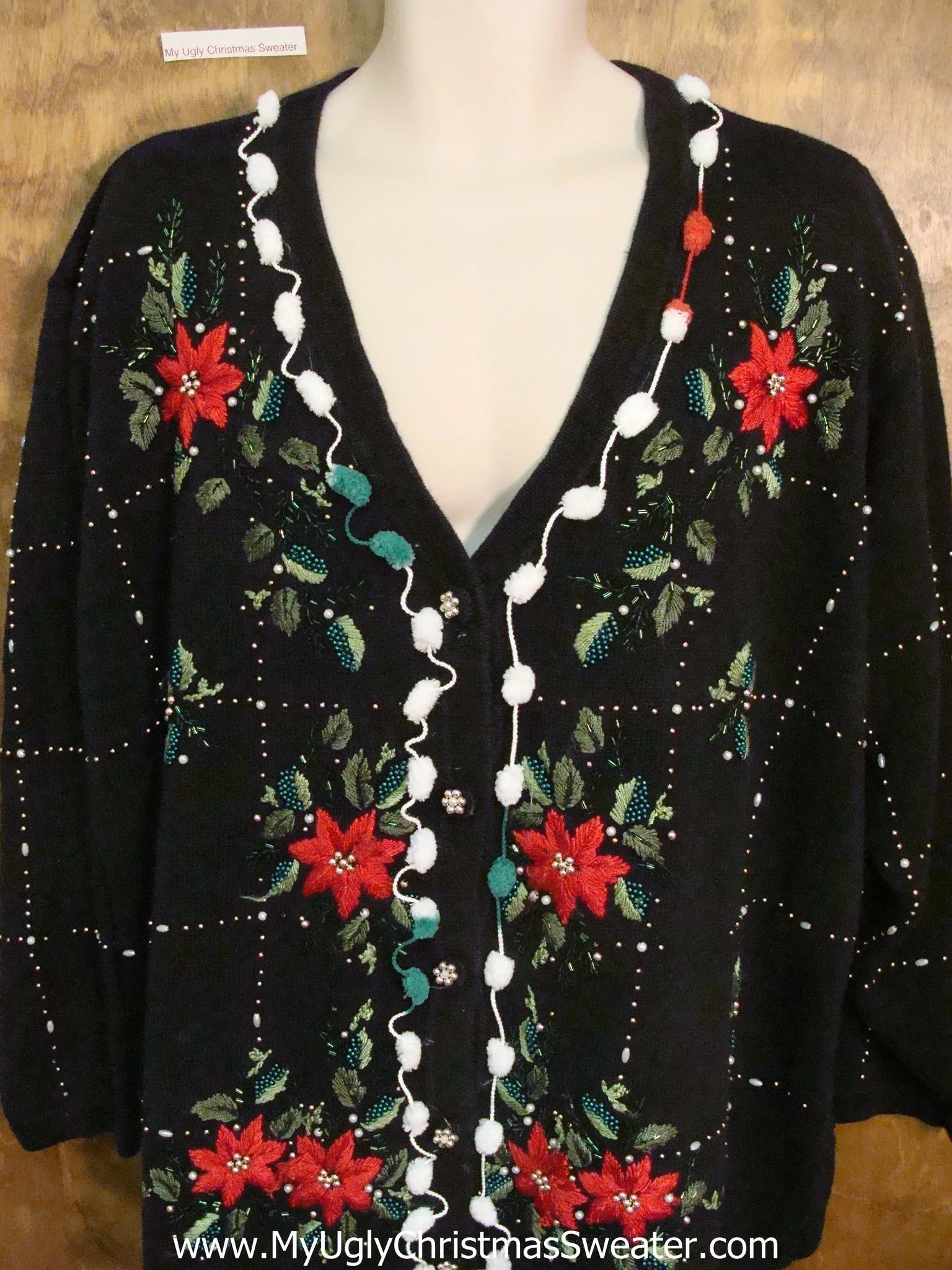 Poinsettias Themed Horrible Christmas Sweater Wms Mens XXXL