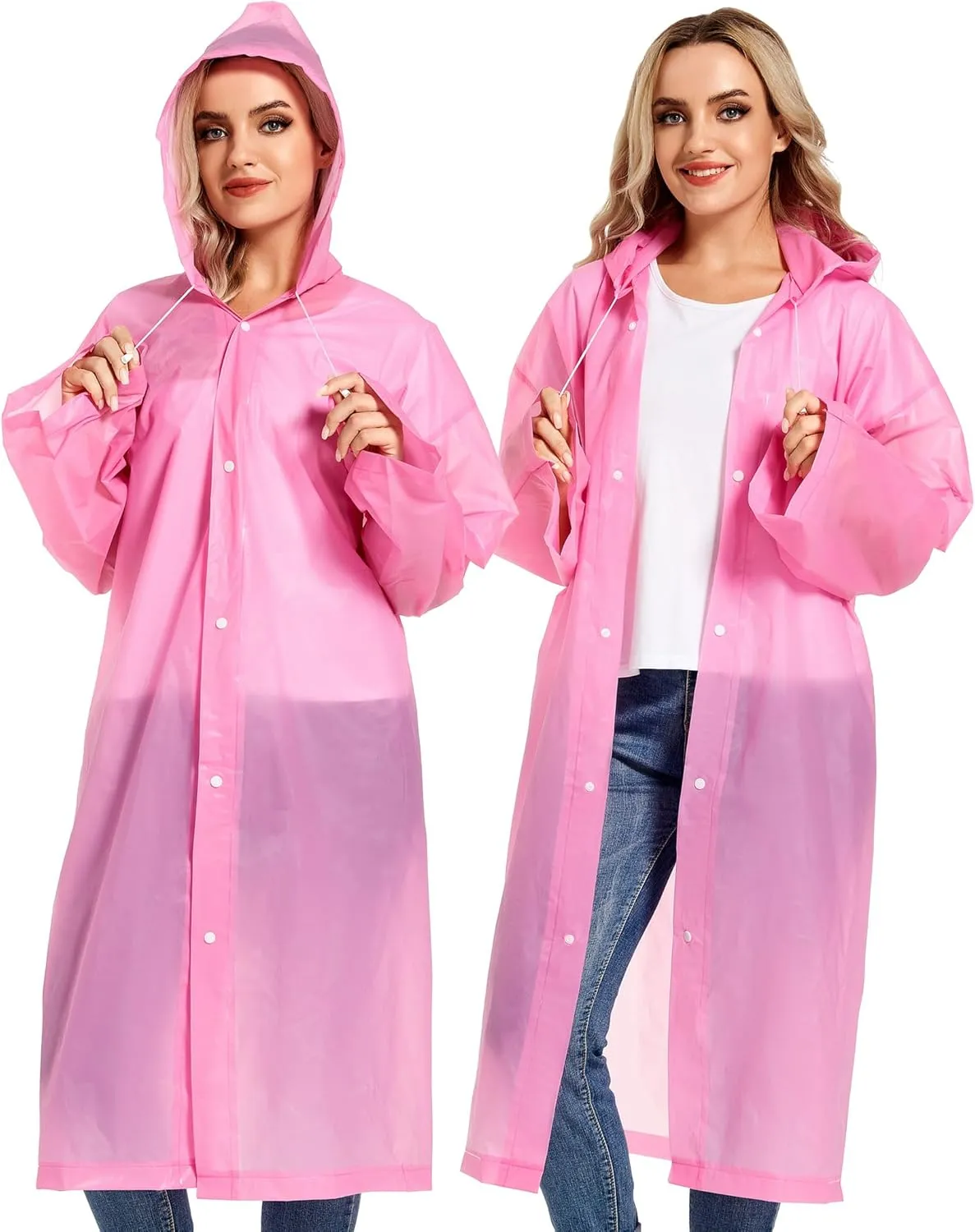 Rain Ponchos for Adults Reusable Raincoats Survival Heavy Duty Military Impermeable 2 Packs Rain Coat