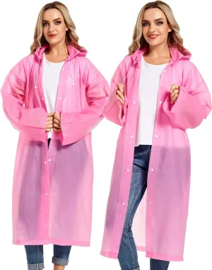 Rain Ponchos for Adults Reusable Raincoats Survival Heavy Duty Military Impermeable 2 Packs Rain Coat