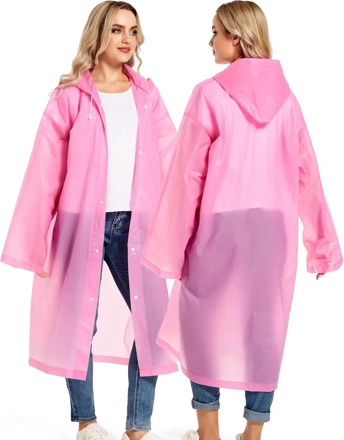 Rain Ponchos for Adults Reusable Raincoats Survival Heavy Duty Military Impermeable 2 Packs Rain Coat