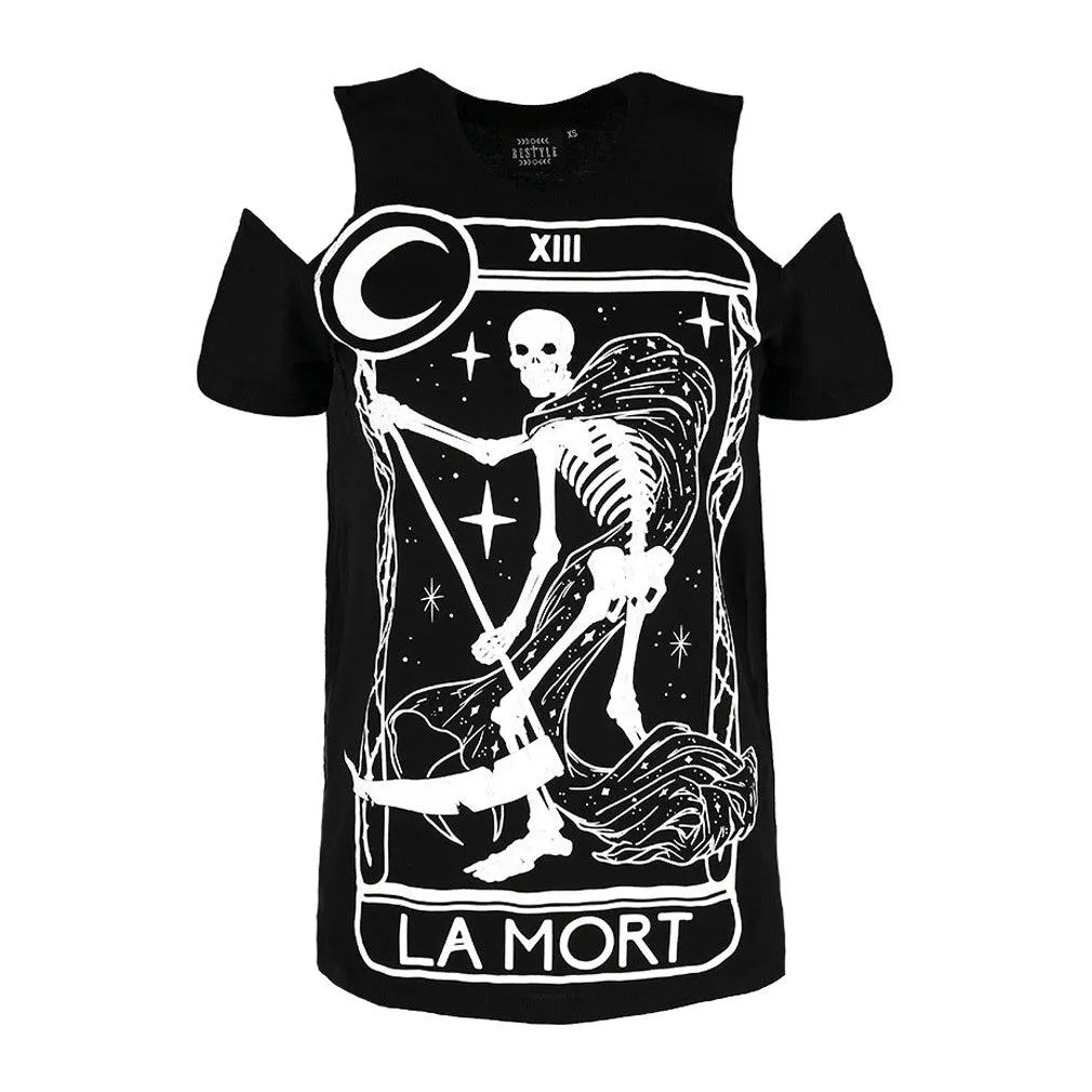 Restyle - La Mort - Women's Cold Shoulder T-Shirt