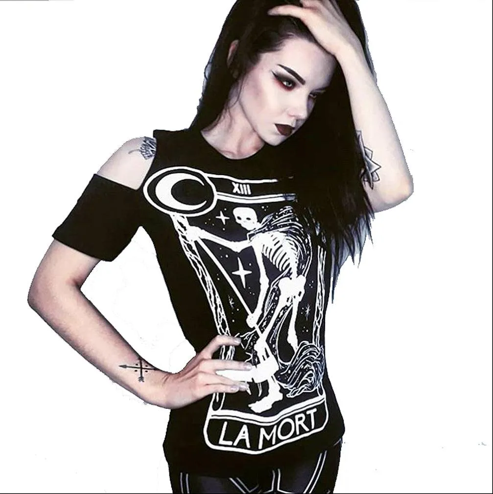 Restyle - La Mort - Women's Cold Shoulder T-Shirt