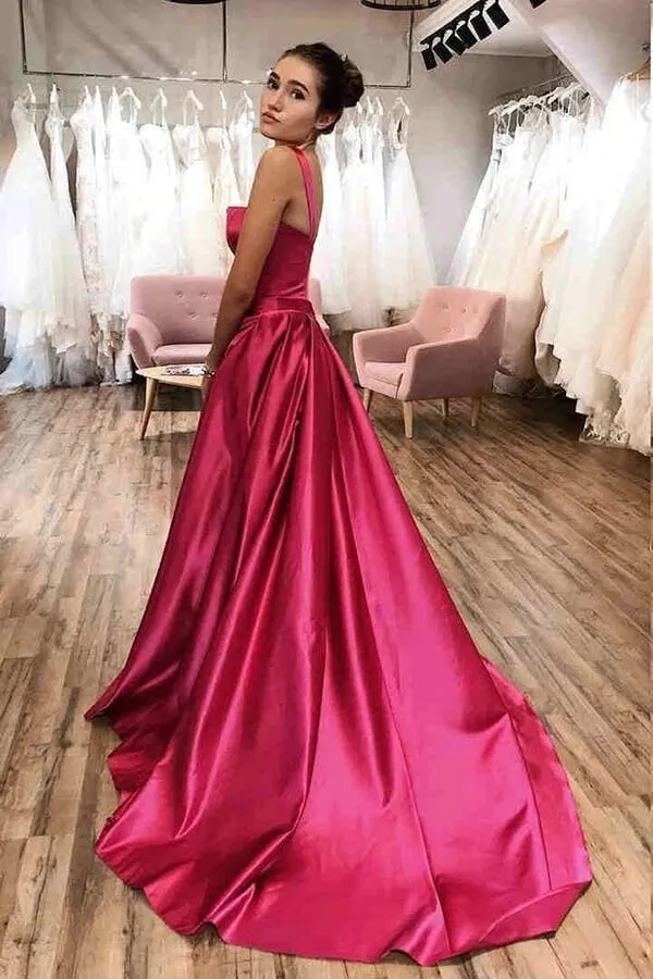 Simple A Line Satin Prom Dress Long Party Dress