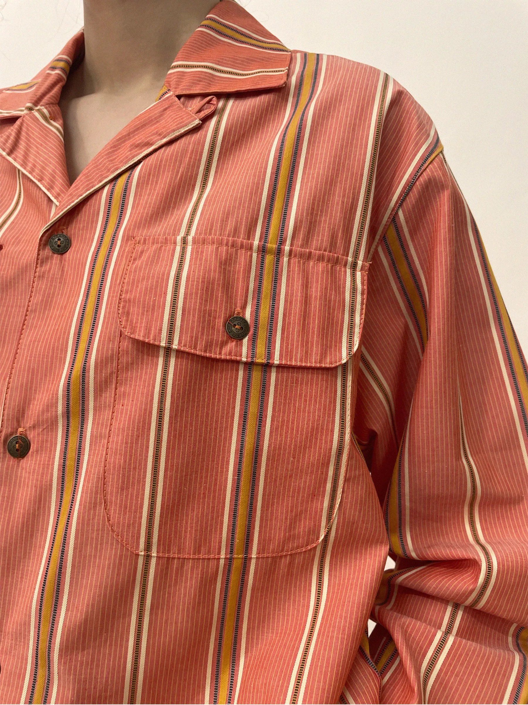 Stripe Citrus LS Camp Shirt