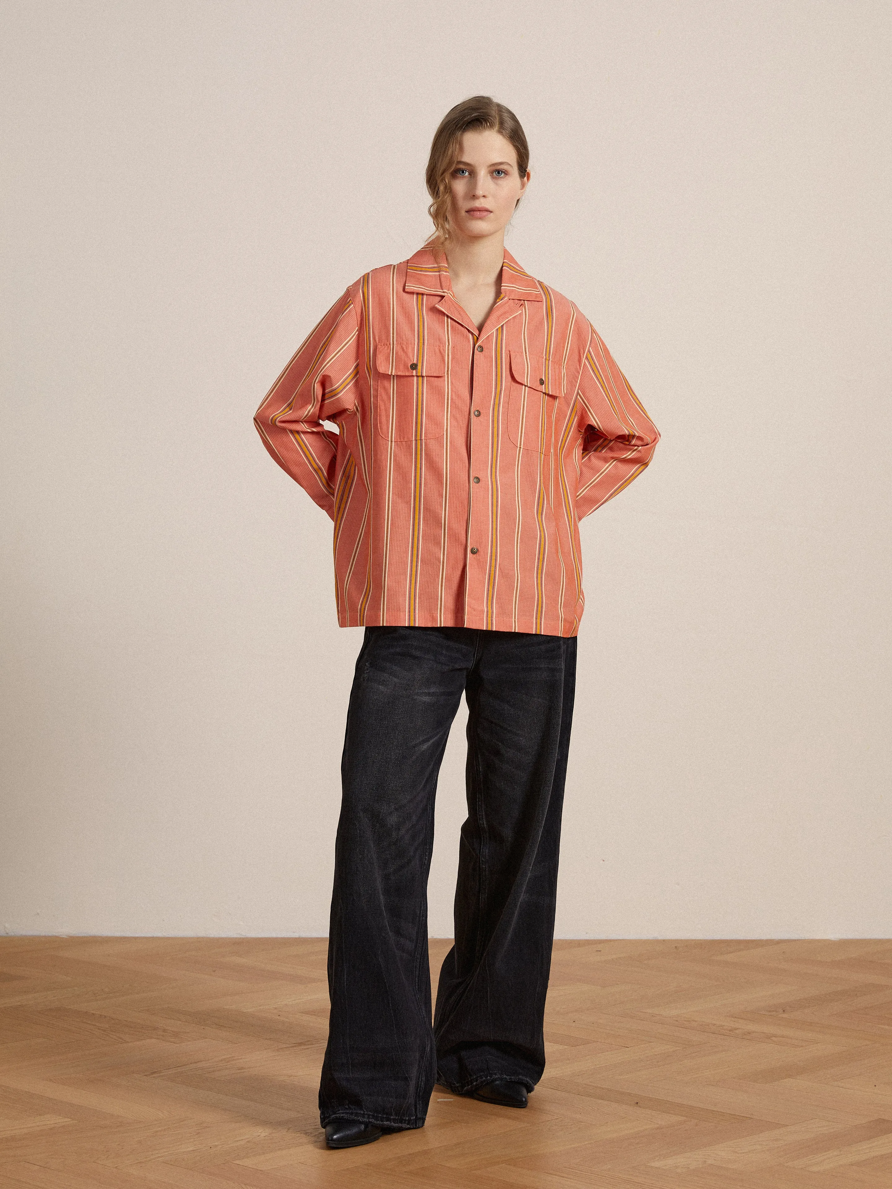 Stripe Citrus LS Camp Shirt