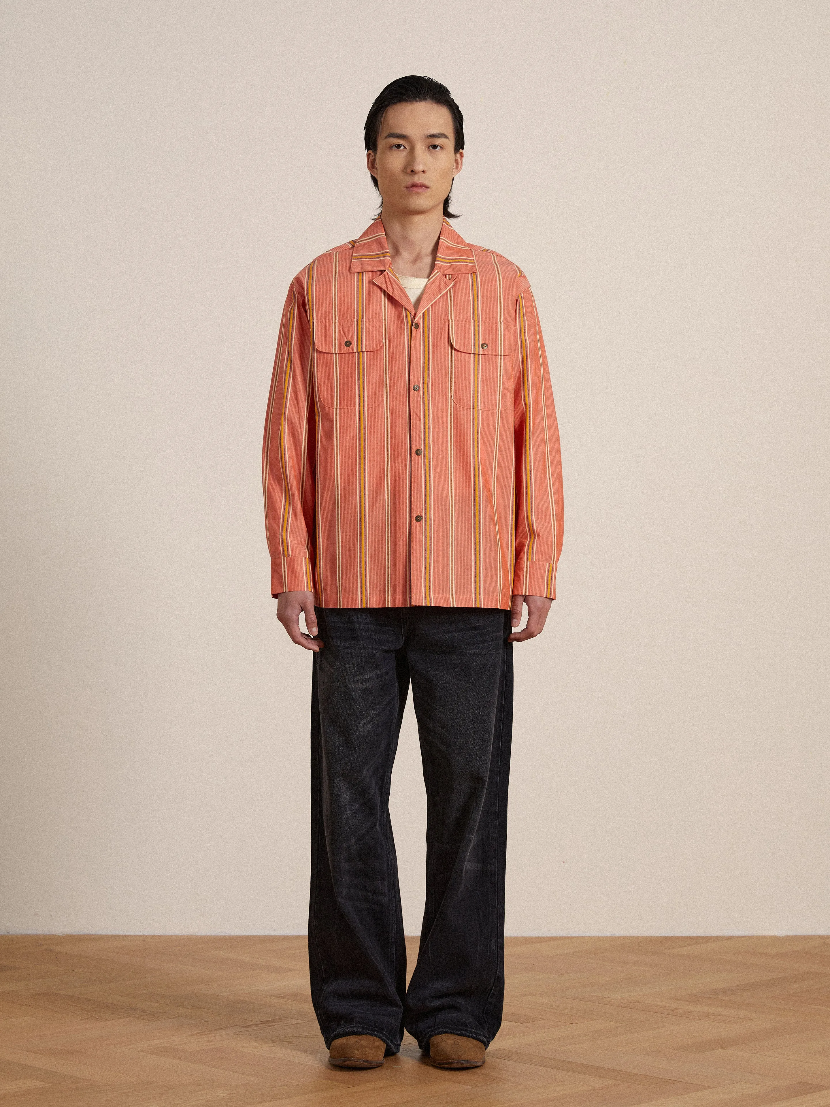 Stripe Citrus LS Camp Shirt