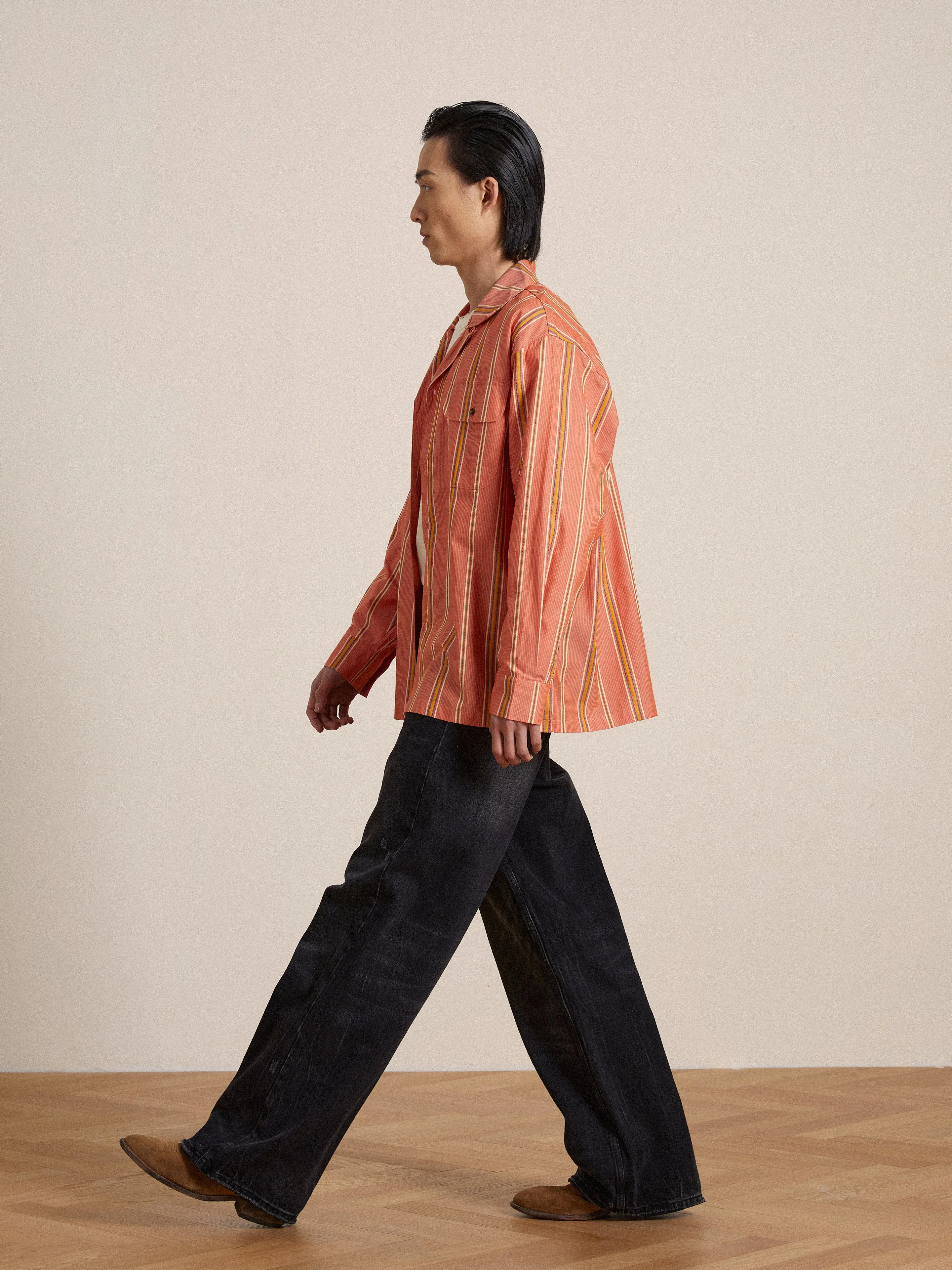 Stripe Citrus LS Camp Shirt