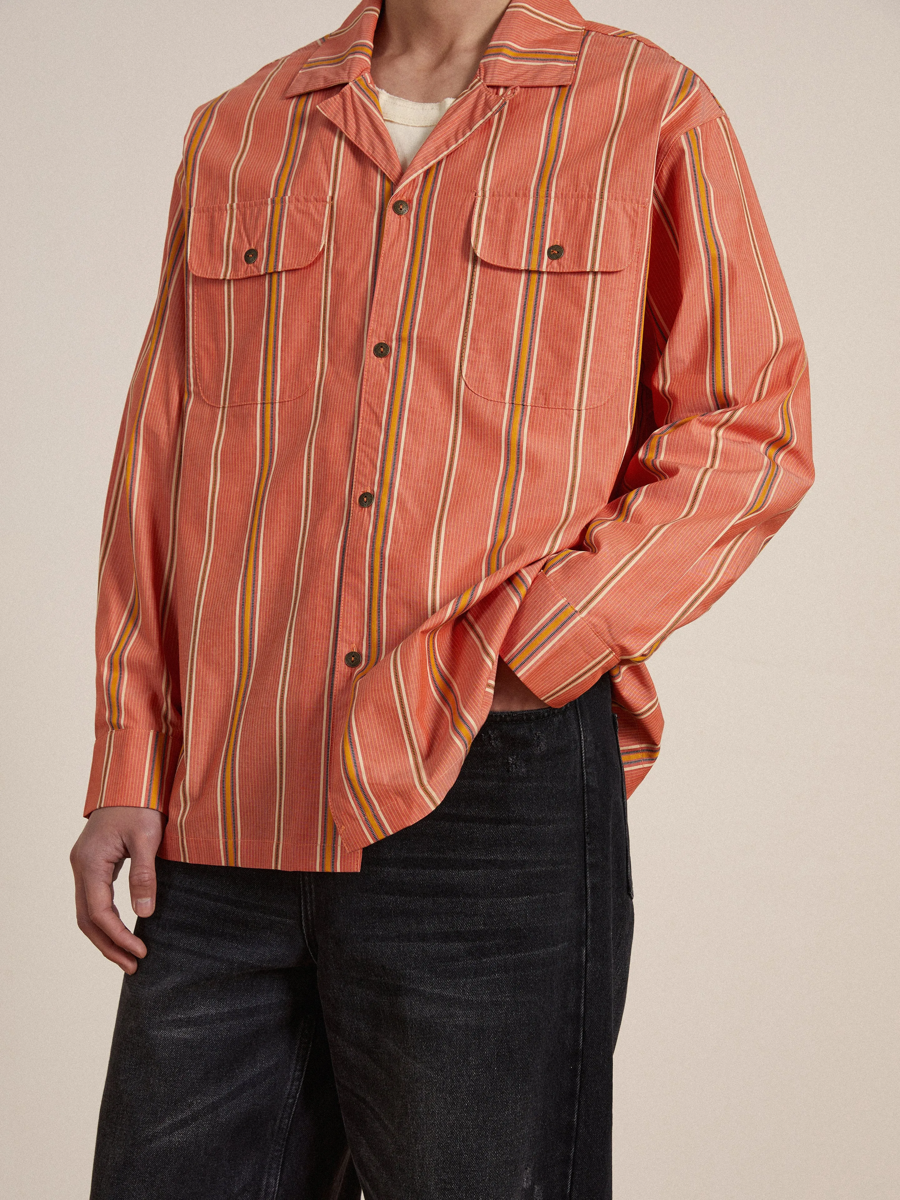 Stripe Citrus LS Camp Shirt