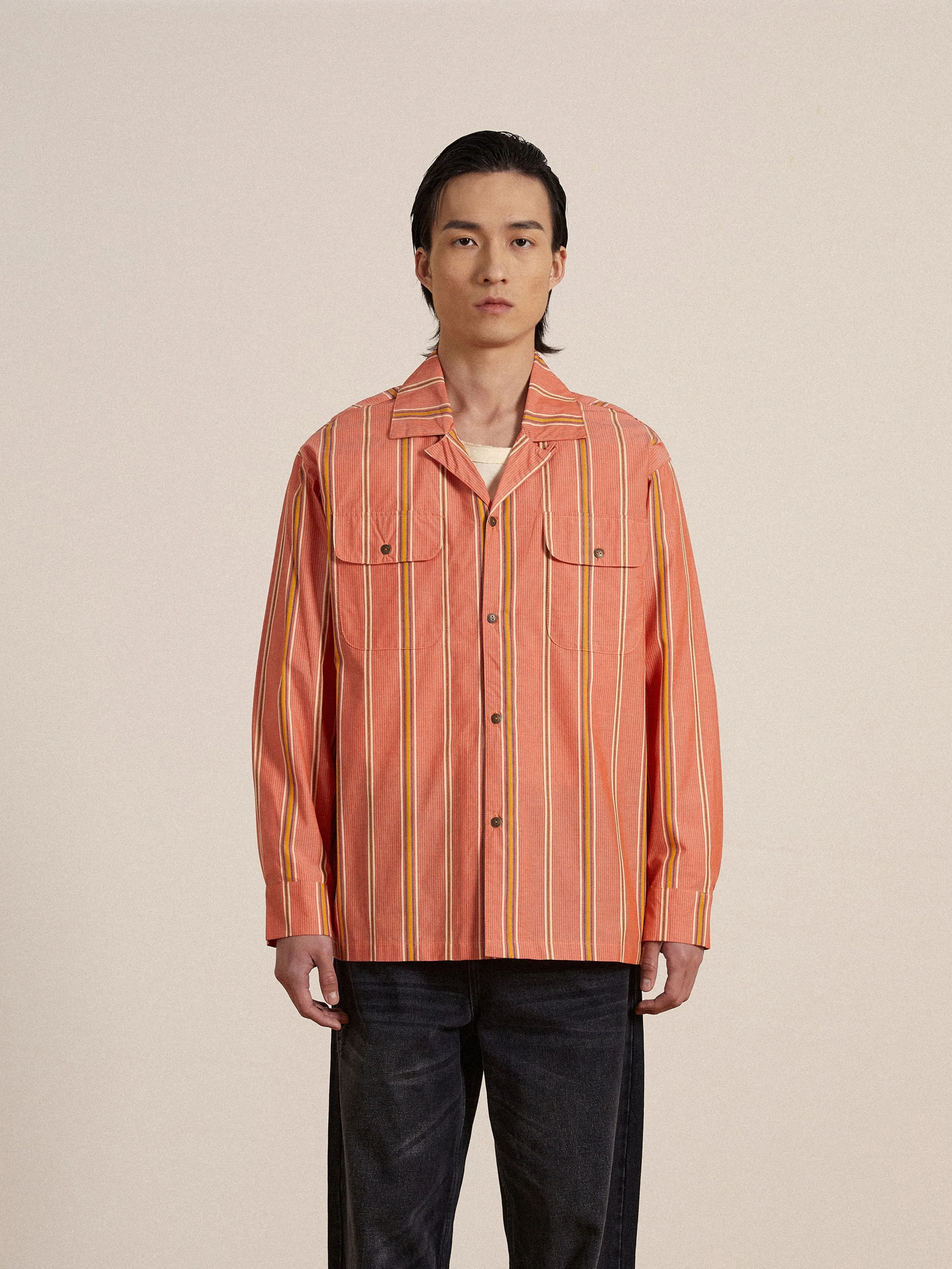 Stripe Citrus LS Camp Shirt