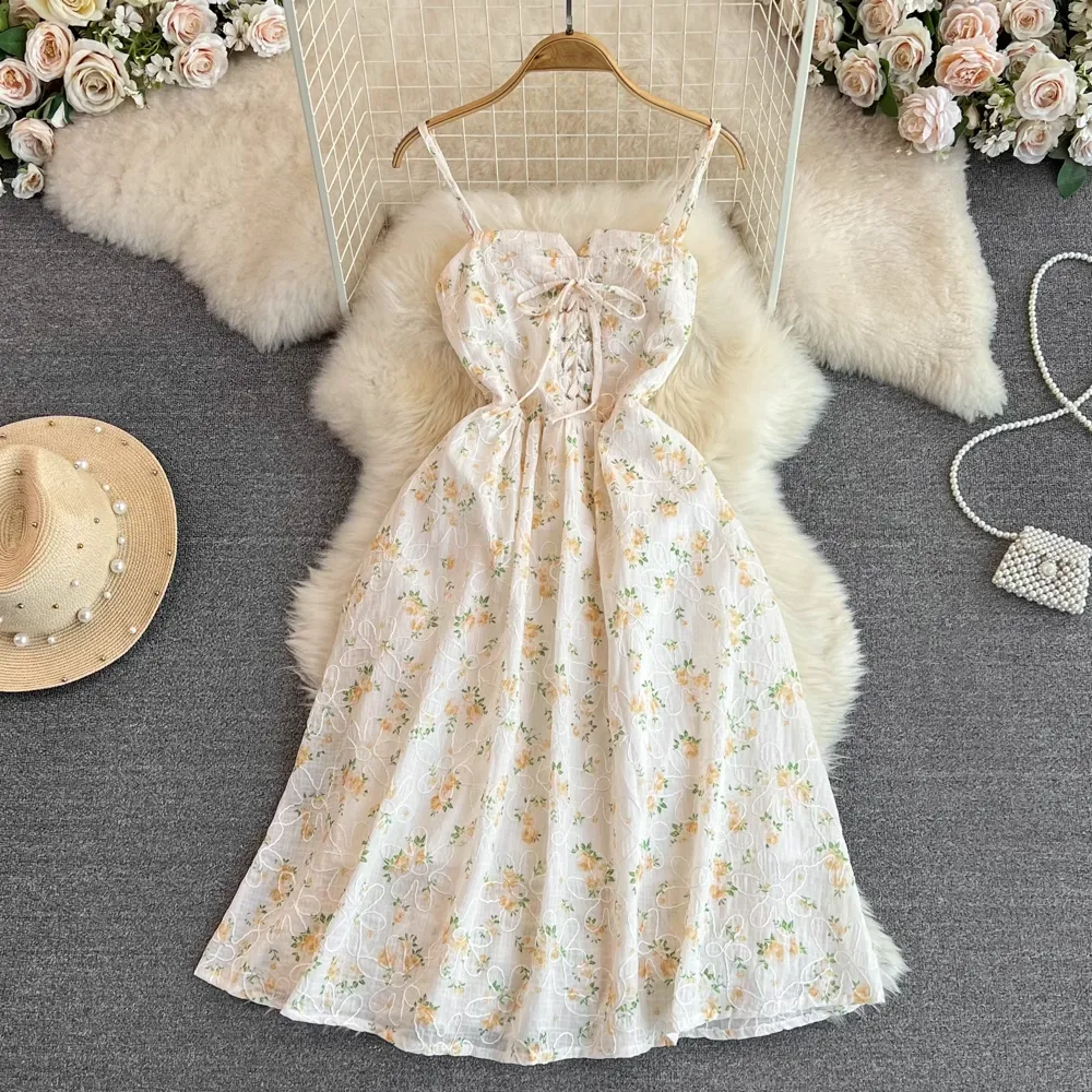 Summer Spaghetti Floral A Line Dress 1630