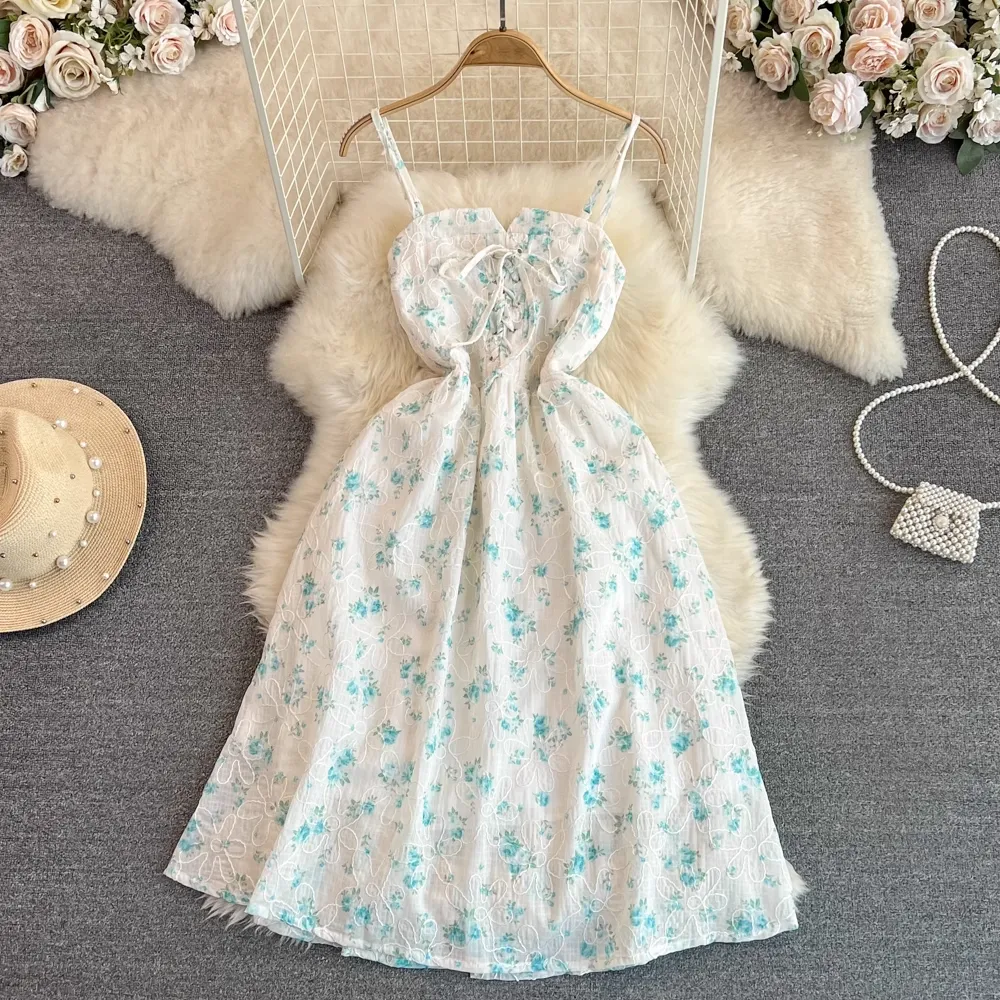 Summer Spaghetti Floral A Line Dress 1630