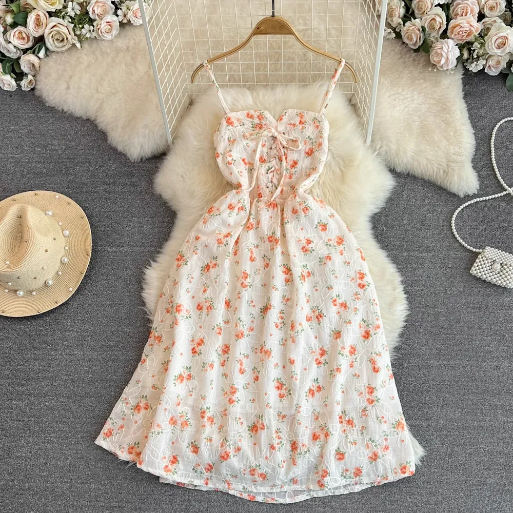 Summer Spaghetti Floral A Line Dress 1630