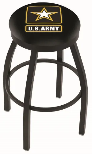 U.S. Army Holland Bar Stool Co. Black Swivel Bar Stool with Cushion