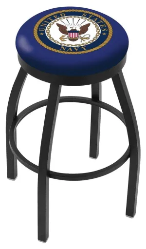 U.S. Navy Holland Bar Stool Co. Black Swivel Bar Stool with Cushion