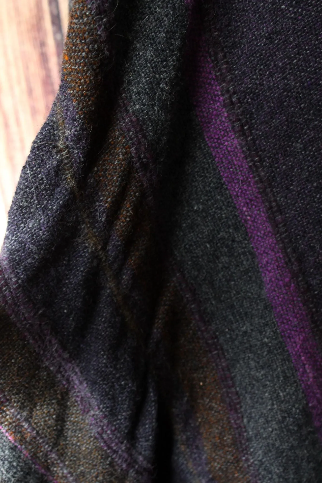 Vintage 1970s Lynda Brothers Handwoven Purple Wool Cloak with Hood
