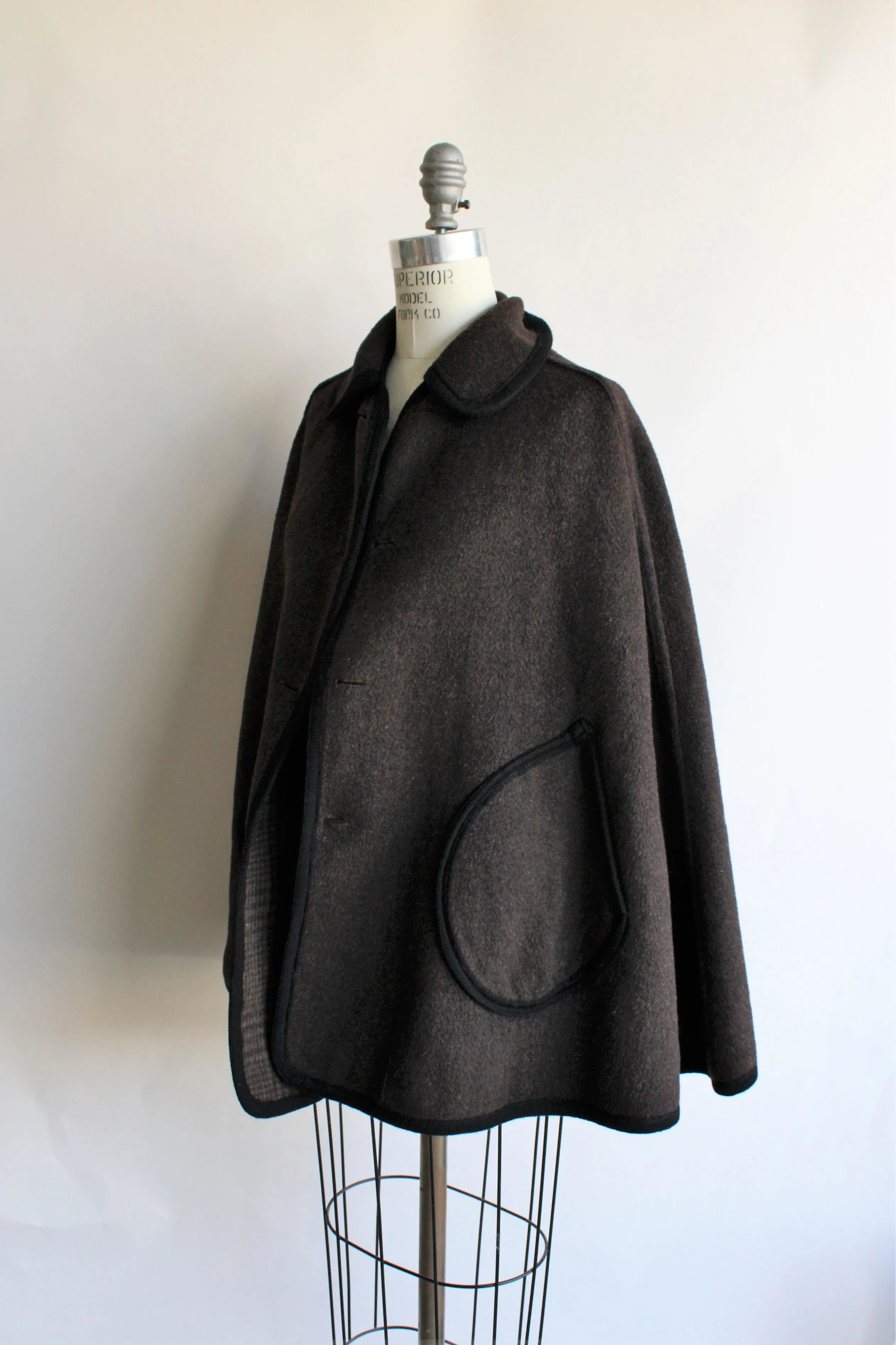Vintage 1970s Reversible Wool Cape by Beniffa