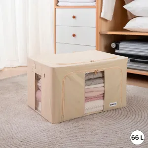 Wardrobe Organizer 600D Oxford Fabric Cloth Storage Box, 66ltr 50x40x33cm, Beige