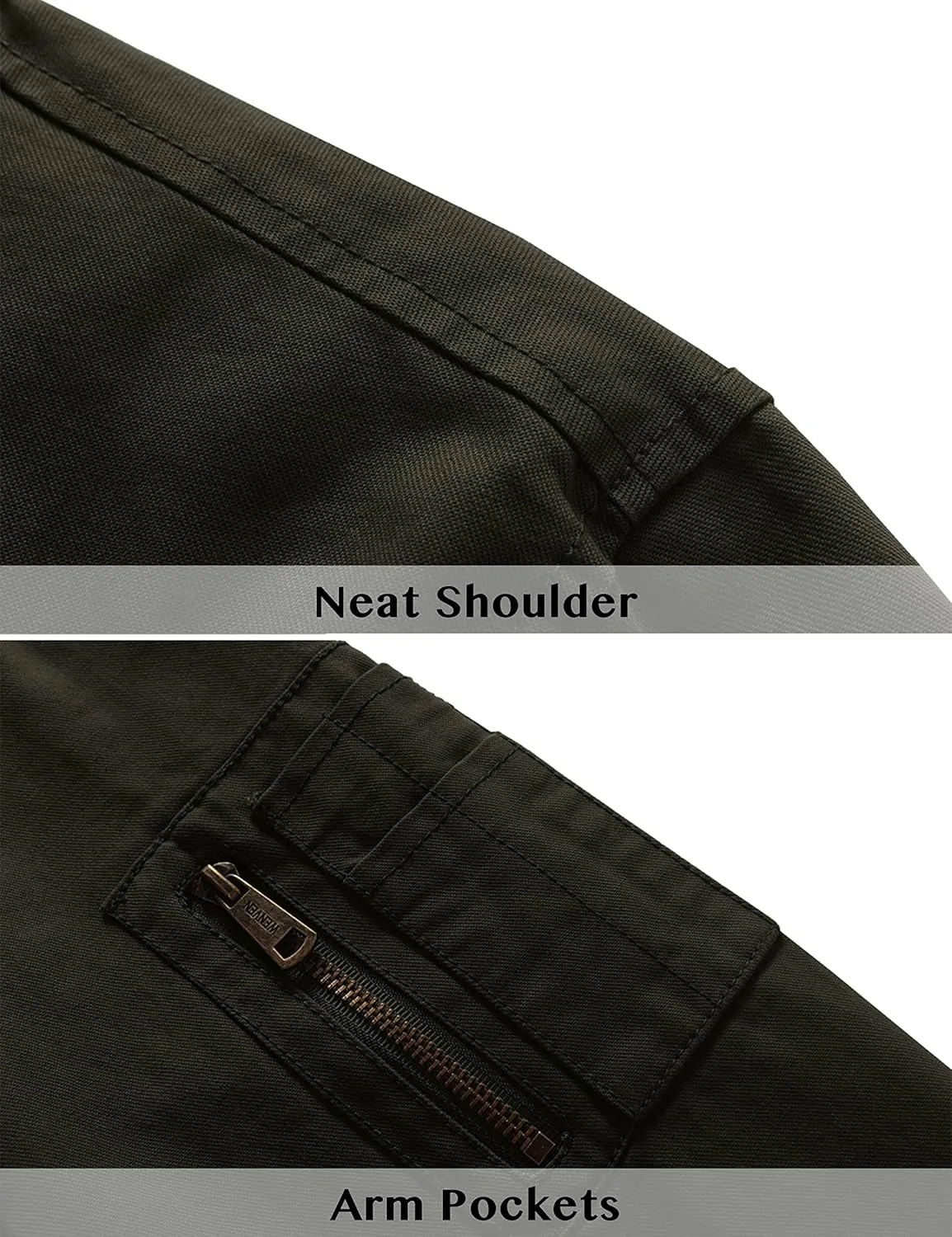 WenVen Men's Lightweight Cotton Flight Bomber Jacket Casual Military Windbreaker