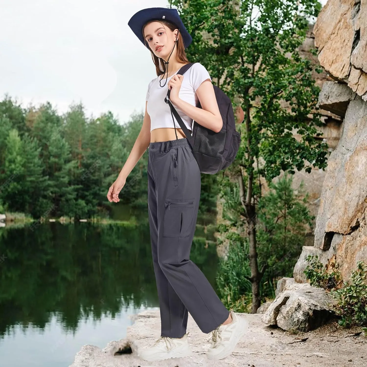 Women's Cargo Pants Hiking Pants Women Travel Pants Women Waterproof 4 Pockets Stretchy Quick Dry Lightweight
