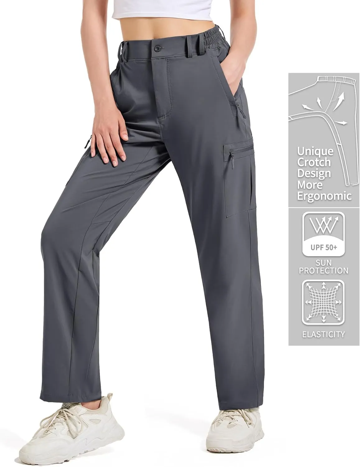 Women's Cargo Pants Hiking Pants Women Travel Pants Women Waterproof 4 Pockets Stretchy Quick Dry Lightweight