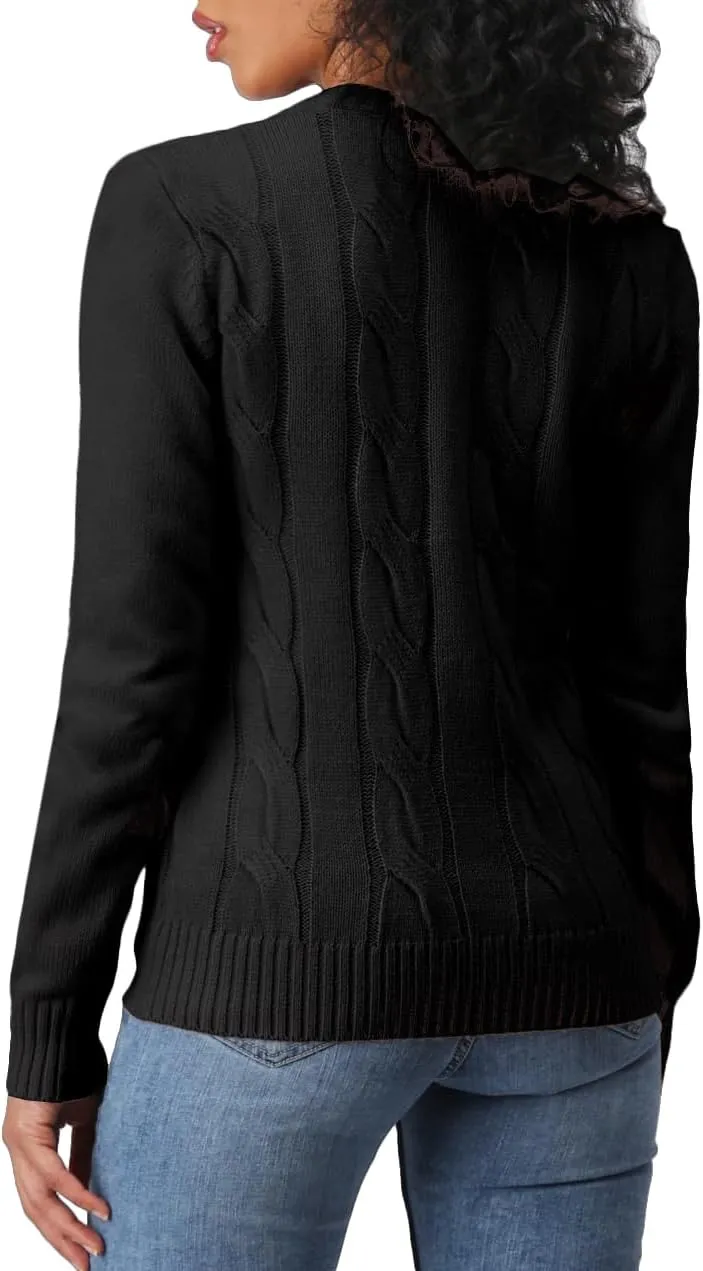Women's Casual Slim Fit Cardigan Sweaters Long Sleeve Button Down Lightweight Waist Length