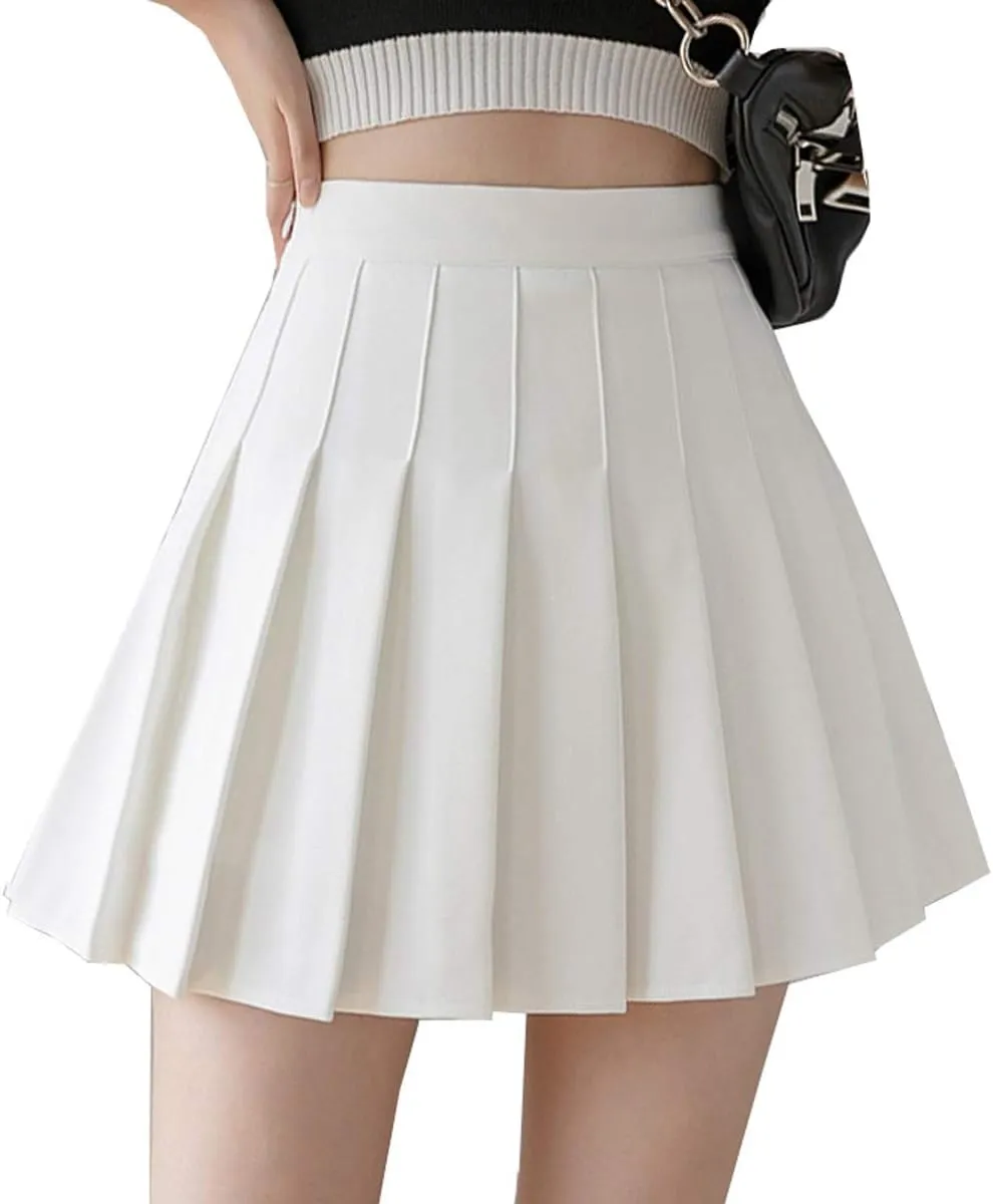 Women's High Waist A-Line Pleated Mini Skirt Short Tennis Skirt
