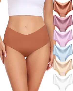 Women's Seamless No-Show Bikini Underwear Comfortable Stretch Invisible Hipster Panties for Everyday Wear 6PACK