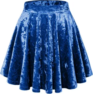 Womens Versatile A-line Crushed Velvet Mini Skirt