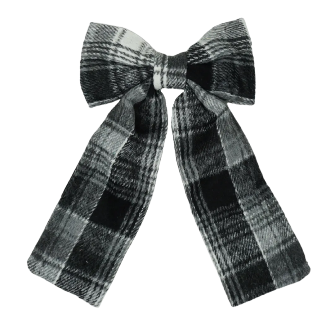 Wool Plaid Large Bow Hair Clip