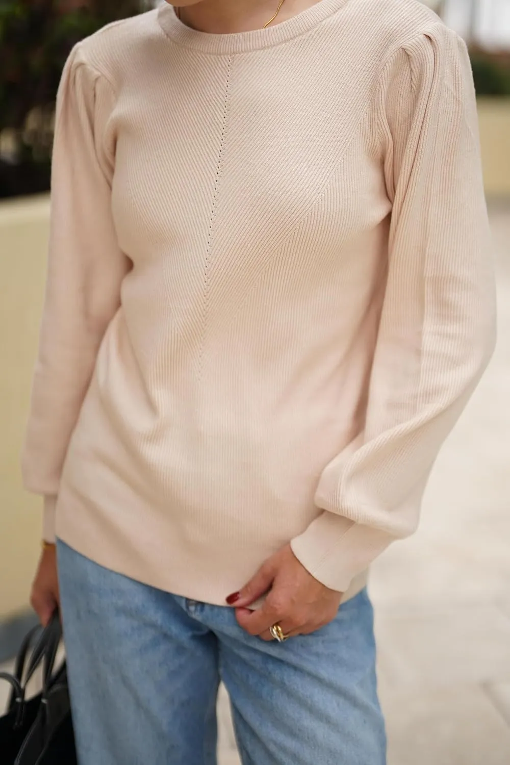 Zeagoo Womens Sweaters Fall 2024 Fashion Trendy Long Sleeve Sweaters Ribbed Knit Winter Outfits Puff Pullover Jumper Tops