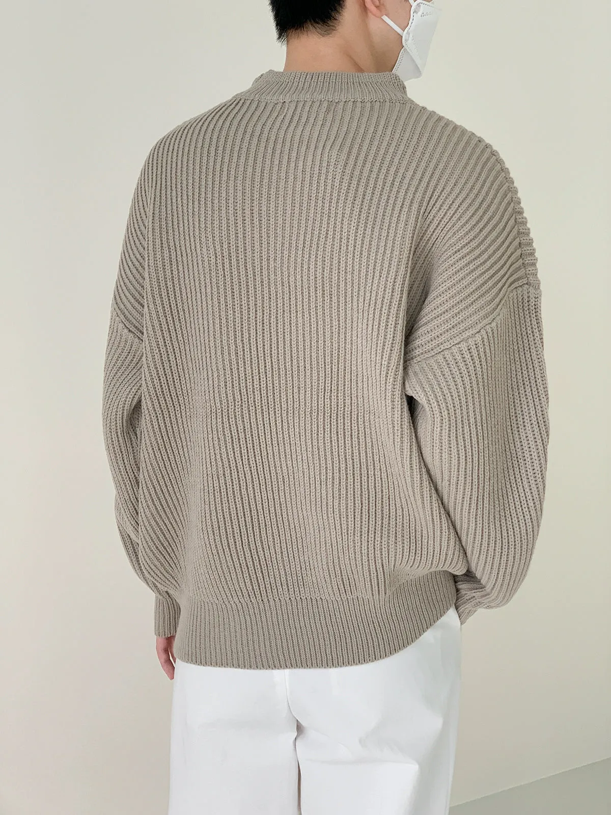 Zhou Zipper Detail Ribbed Sweater
